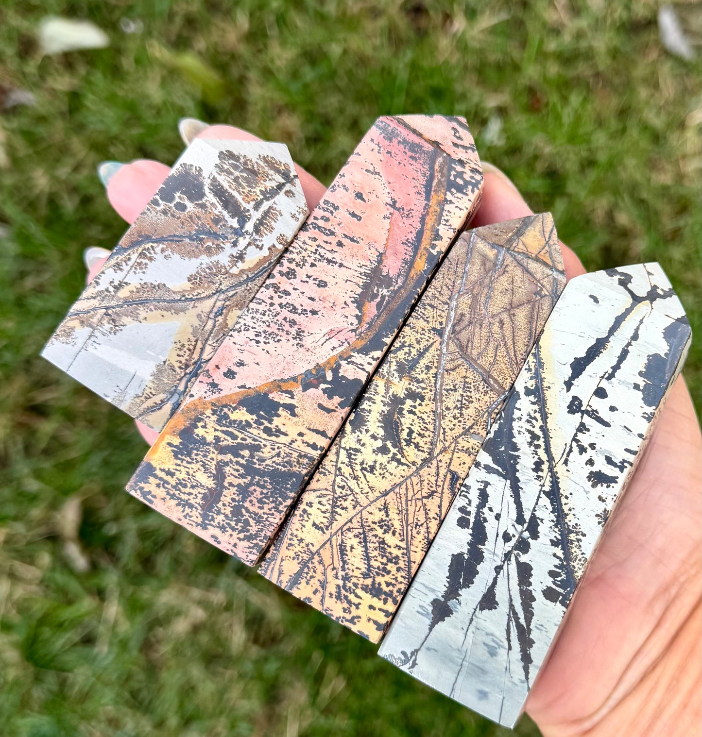 Wholesale Lot 2 lbs Natural Picture Jasper Obelisk Tower Point Crystal Healing Energy