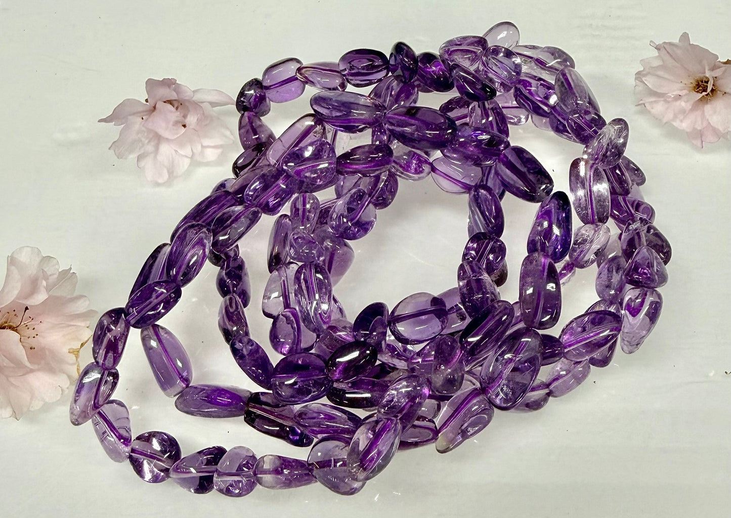 Wholesale 6 Pcs ~7mm Natural Amethyst 7.5” Crystal Healing Stretch Bracelet