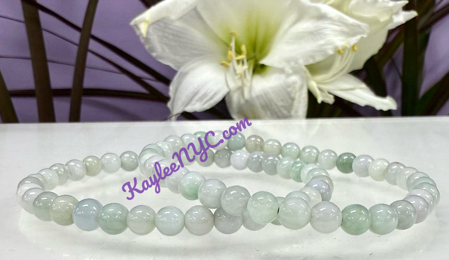 Wholesale 6 Pcs Natural Burma Jade 5.5mm 7.5” Crystal Healing Stretch Bracelet