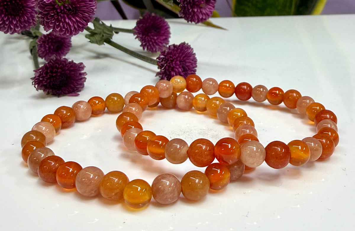 Wholesale 6 Pcs 6mm Natural Crystal Sacral Chakra Healing Stretch Bracelet 7.5”