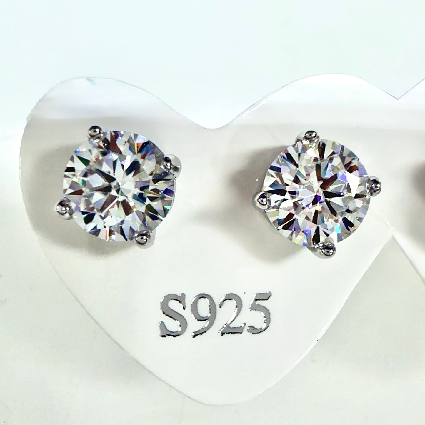 Wholesale Lot 5 Pairs Natural Moissanite Sterling Silver(925) Earring Studs 6.5mm