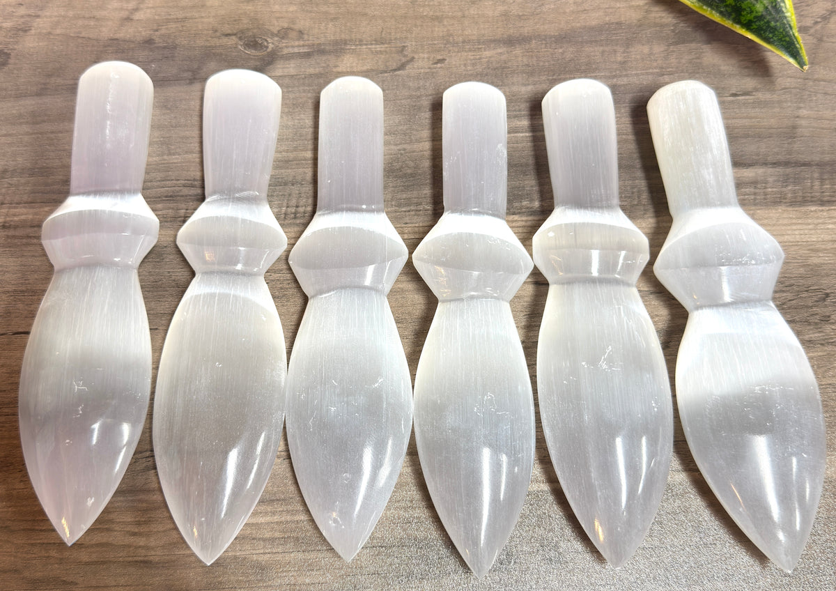 Wholesale Lot 6 pcs Natural Selenite aka Satin Spar Dagger 20cm