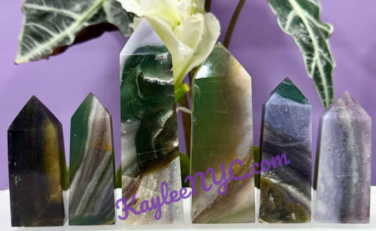 Wholesale Lot 2 Lbs Natural Silk Fluorite Tower Obelisk Point Crystal Energy