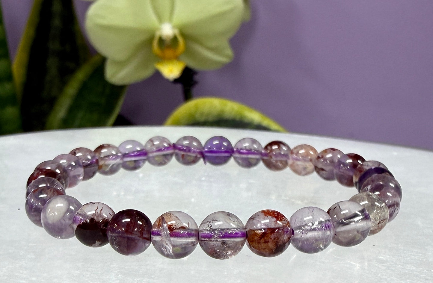 Wholesale 6 Pcs Natural Super Seven 10mm 8” Crystal Healing Stretch Bracelet
