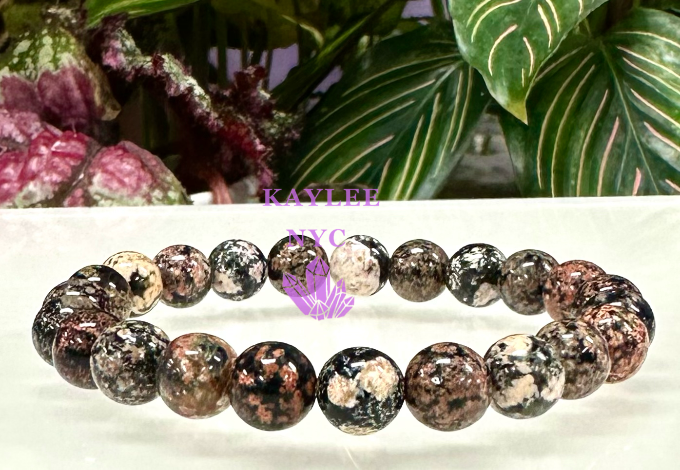 6 PCs Firework Obsidian Stretch Bracelet