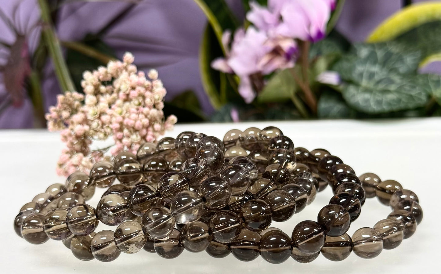 Wholesale 6 Pcs 10mm Smoky Quartz Natural Crystal Healing Stretch Bracelet 8”