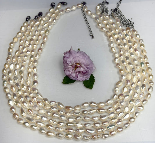 6 PCs 6 pcs ~6.5mm Natural Freshwater Pearl Necklace Healing Energy