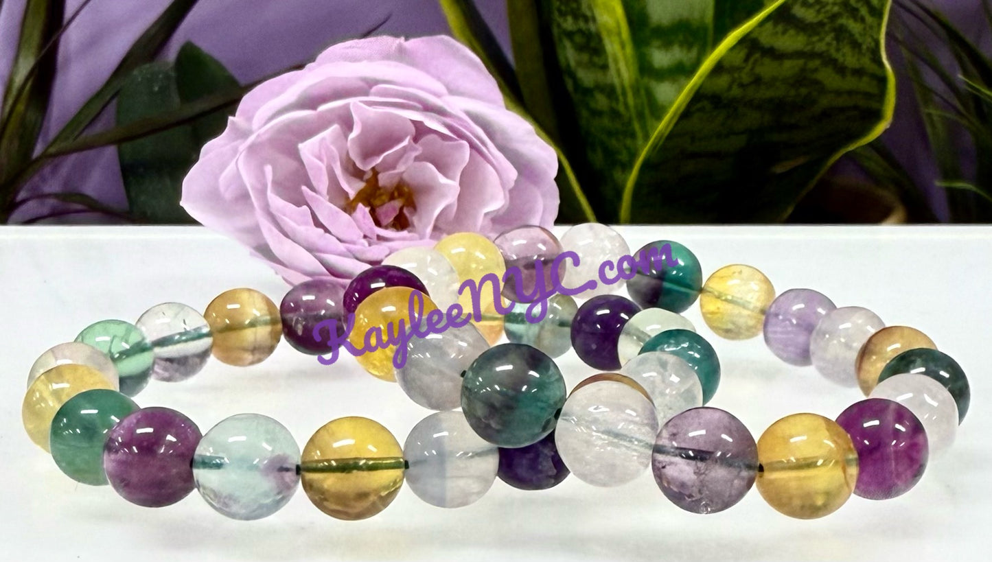 Wholesale 6 Pcs Natural Fluorite 10.5-11mm 8” Crystal Healing Stretch Bracelet