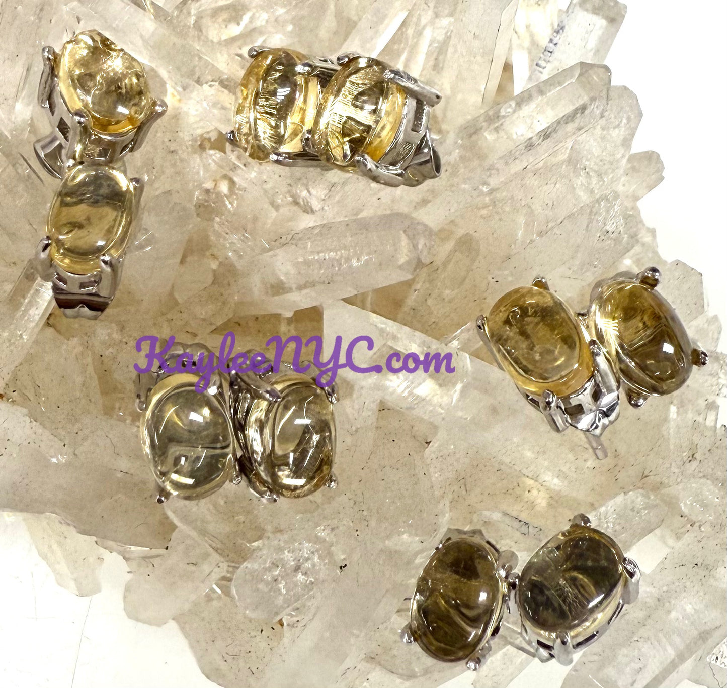 Wholesale Lot 5 Pairs Natural Citrine Sterling Silver(925) Earring Studs 5x7mm