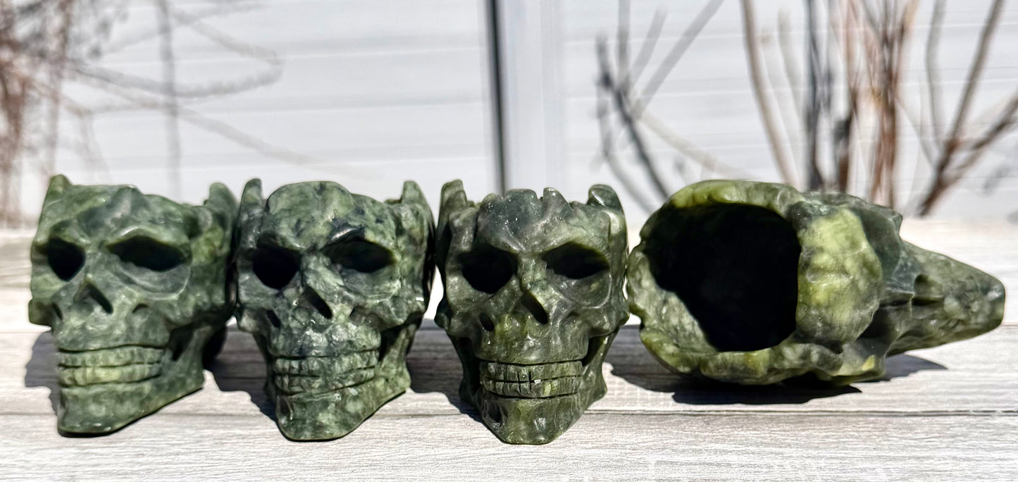 Wholesale lot 4 Pcs Nephirte Jade Skull Bowl Natural Crystal healing energy