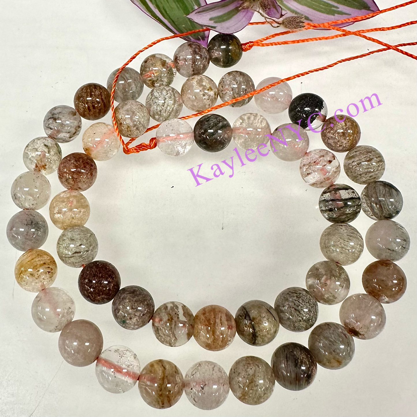 3 strands 8mm Natural Thousand Layer Phantom Quartz Beads