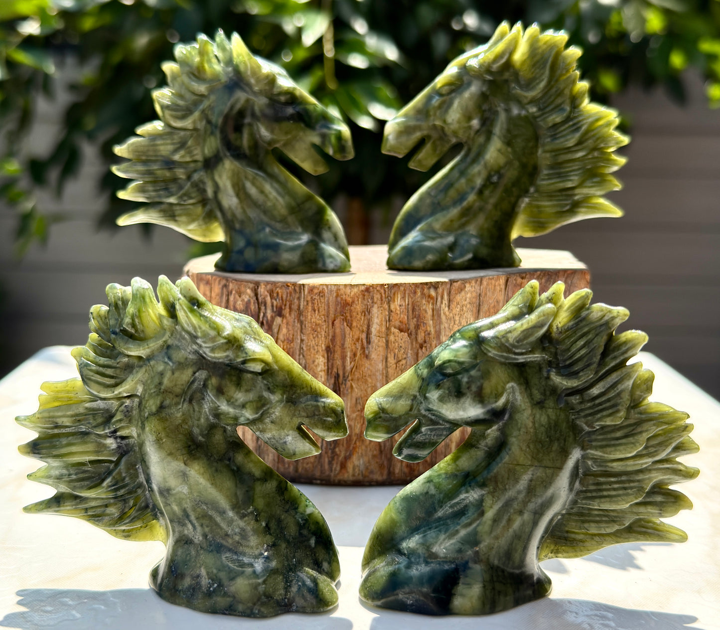 Wholesale lot 4 PCs Natural Nephirte Jade Horse Crystal Healing Energy