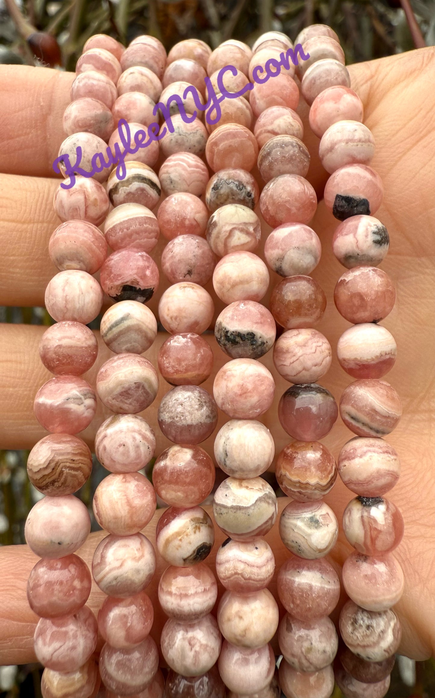 Wholesale 6 Pcs Natural Rhodochrosite 5.5mm 7.5” Crystal Healing Stretch Bracelet
