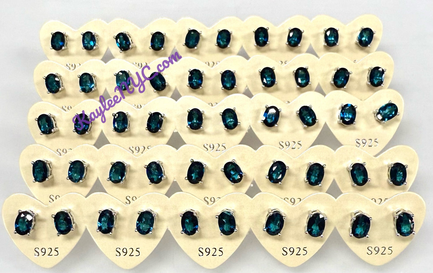 Wholesale Lot 5 Pairs London Blue Topaz Sterling Silver(925) Earring Studs 5x7mm