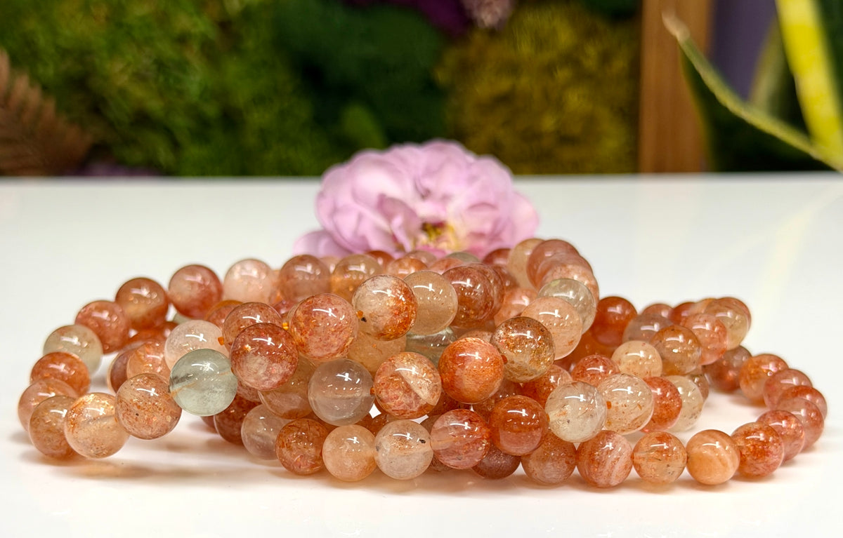 Wholesale Lot 6 Pcs 7-8.8mm Natural Sunstone Crystal Healing Stretch Bracelet