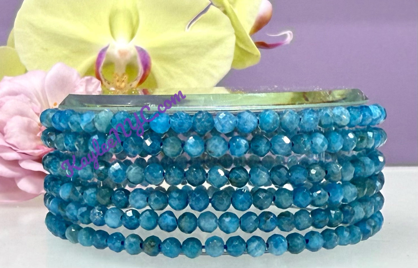 Wholesale Lot 6 Pcs Natural Faceted Apatite 4mm 7.5” Crystal Healing Stretch Bracelet