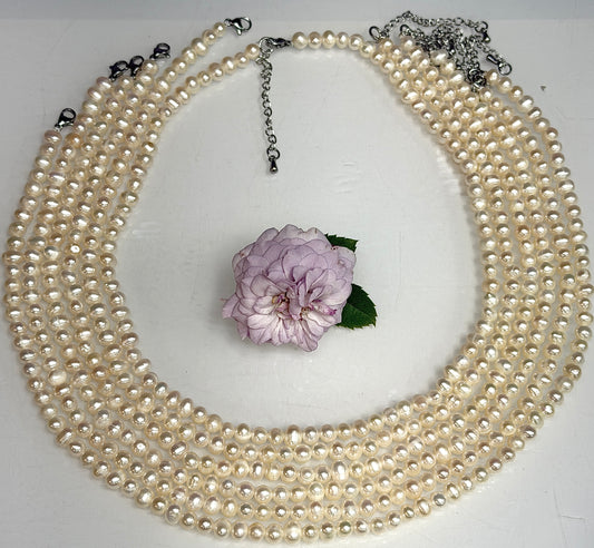 6 PCs 6 pcs ~6mm Natural Freshwater Pearl Necklace Healing Energy
