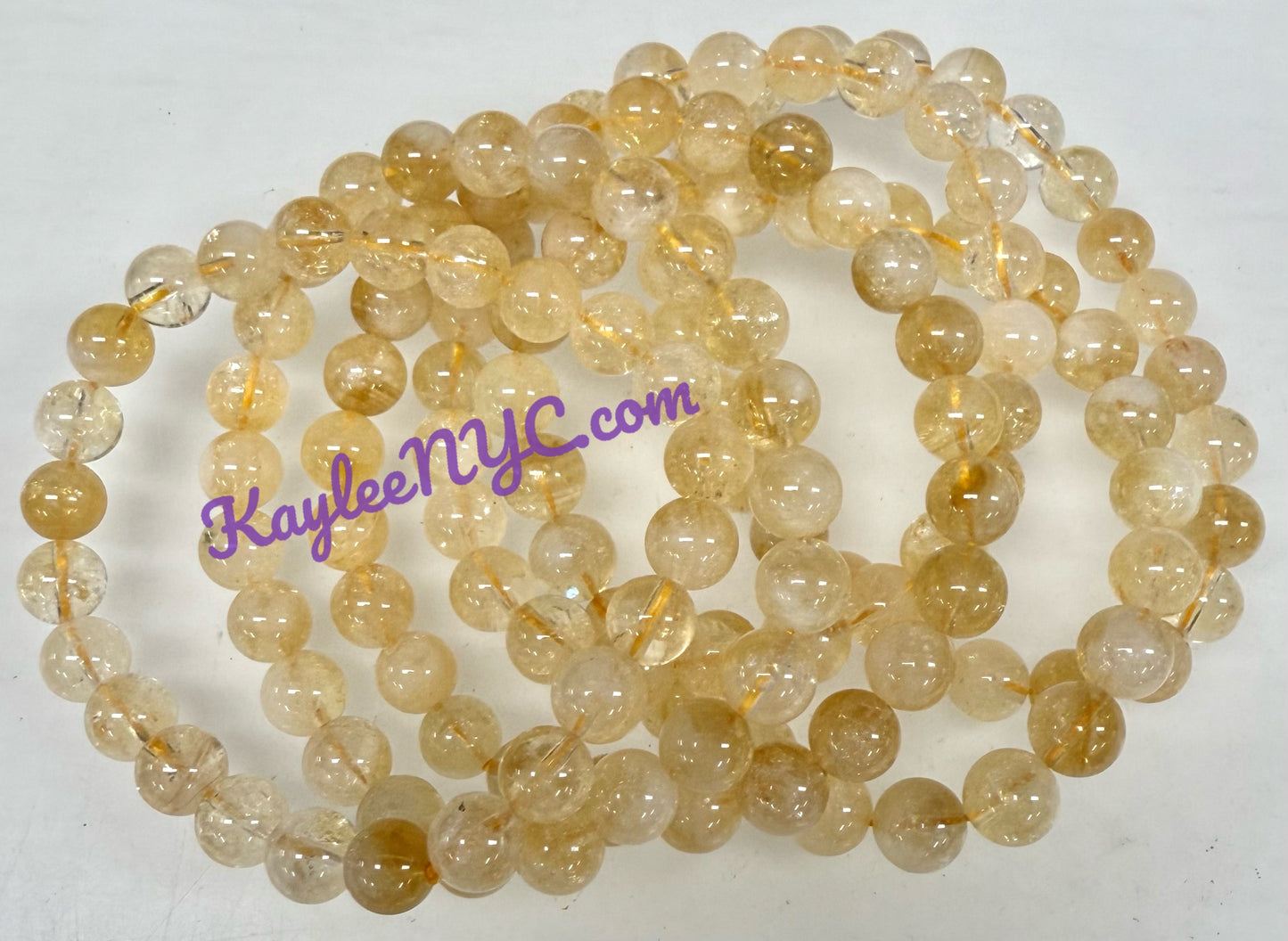 Wholesale 6 Pcs Citrine 8mm 7.5” Crystal Healing Stretch Bracelet