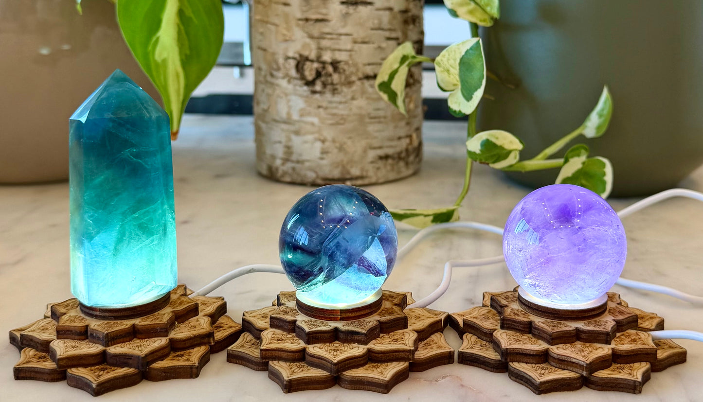 10 pcs PCs USB powered Wooden LED light stand 6cm Healing Energy