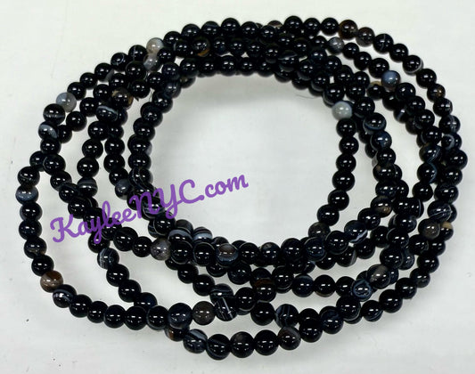 Wholesale Lot 6 Pcs Natural Onyx 4mm 7.5” Crystal Healing Stretch Bracelet