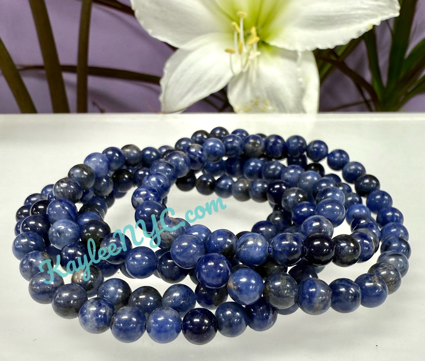 Wholesale 6 Pcs Natural Sodalite 6mm 7.5” Crystal Healing Stretch Bracelet