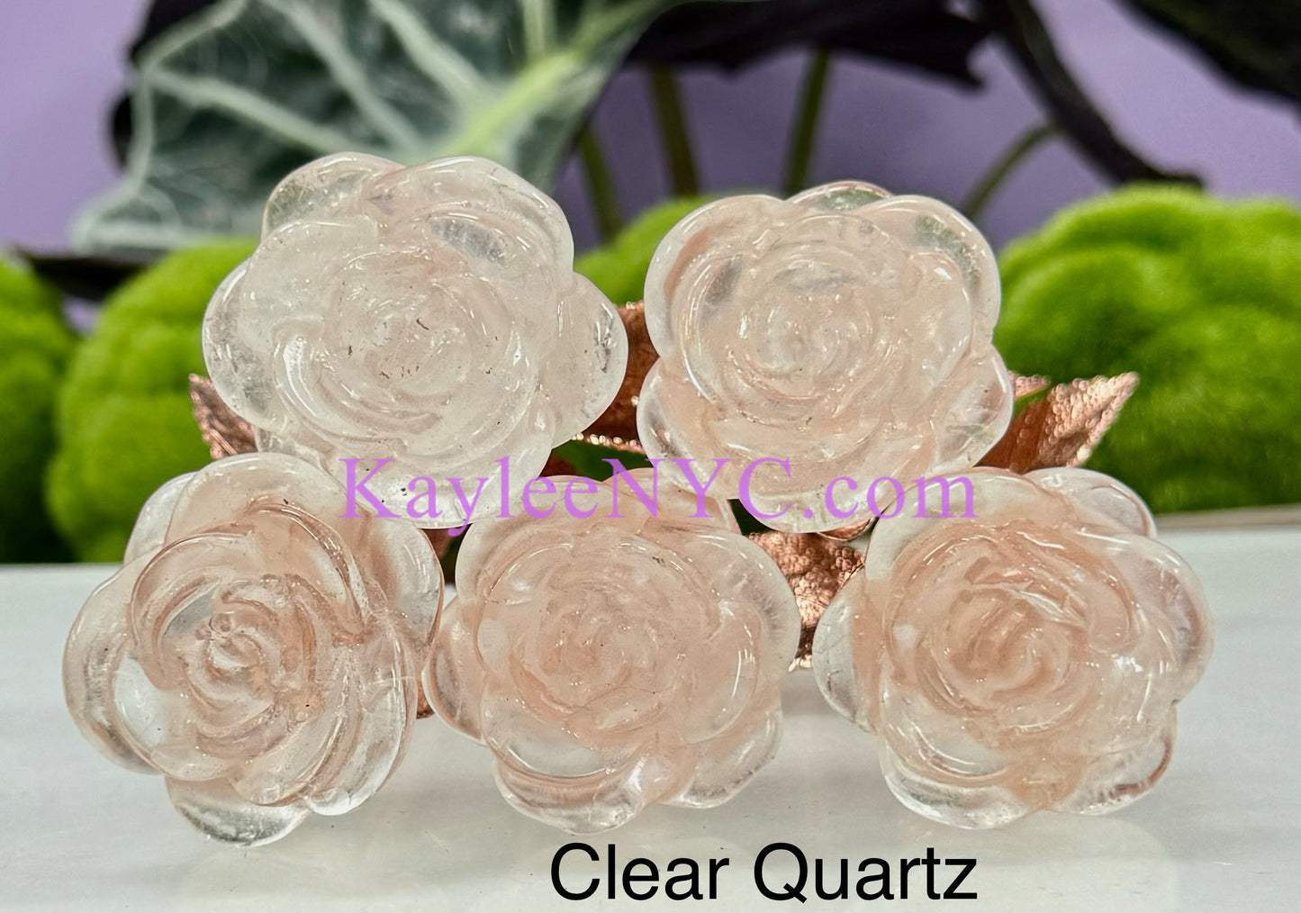 Wholesale Lot 5 PCs Natural Crystals Rose w/stem Healing Energy