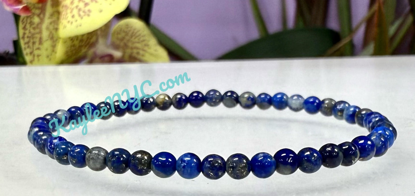 Wholesale 6 Pcs Natural Lapis Lazuli 4mm 7.5” Crystal Healing Stretch Bracelet