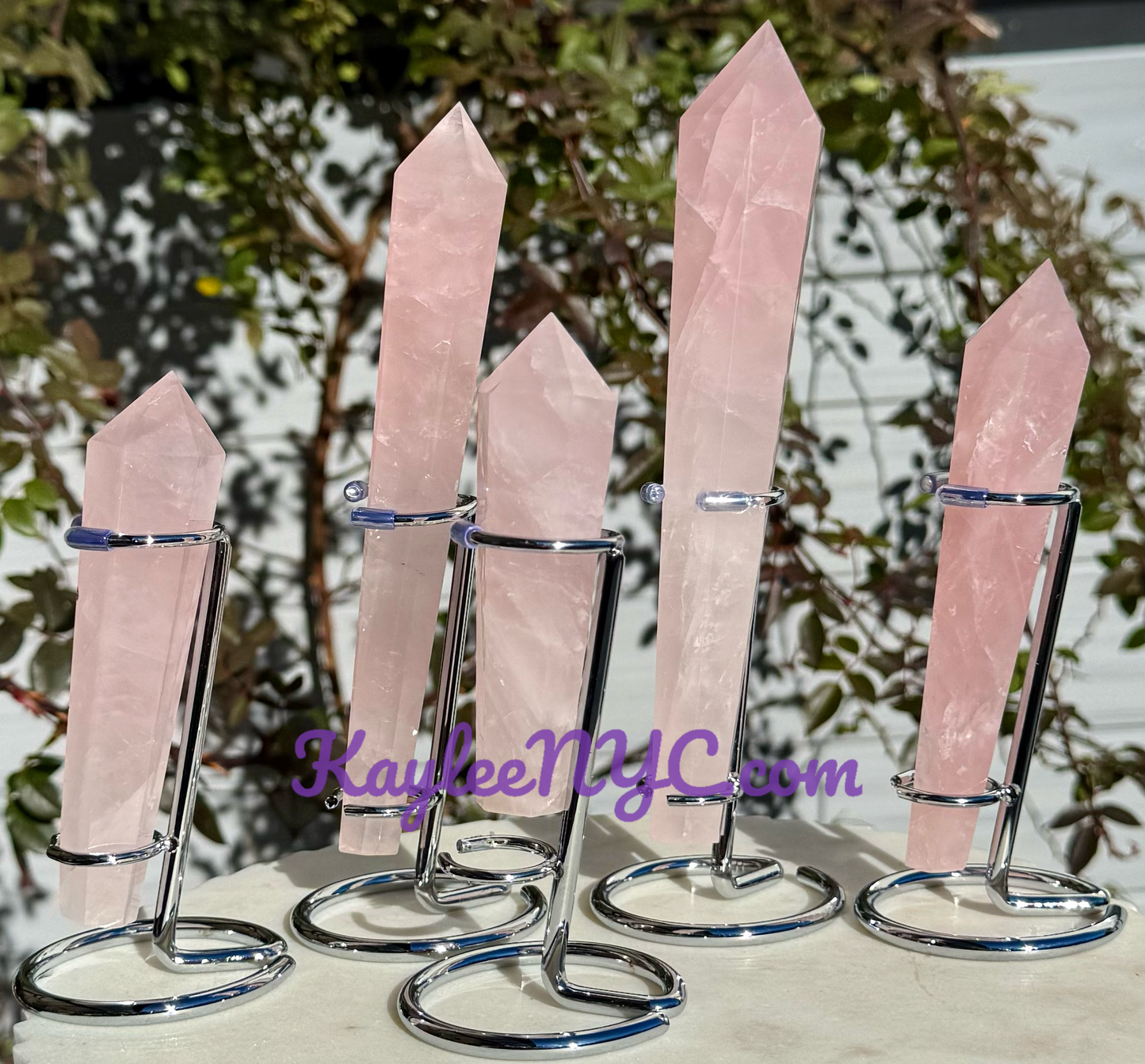 Wholesale Lot 5 pcs Natural Rose Quartz Septer w stand Crystal Energy