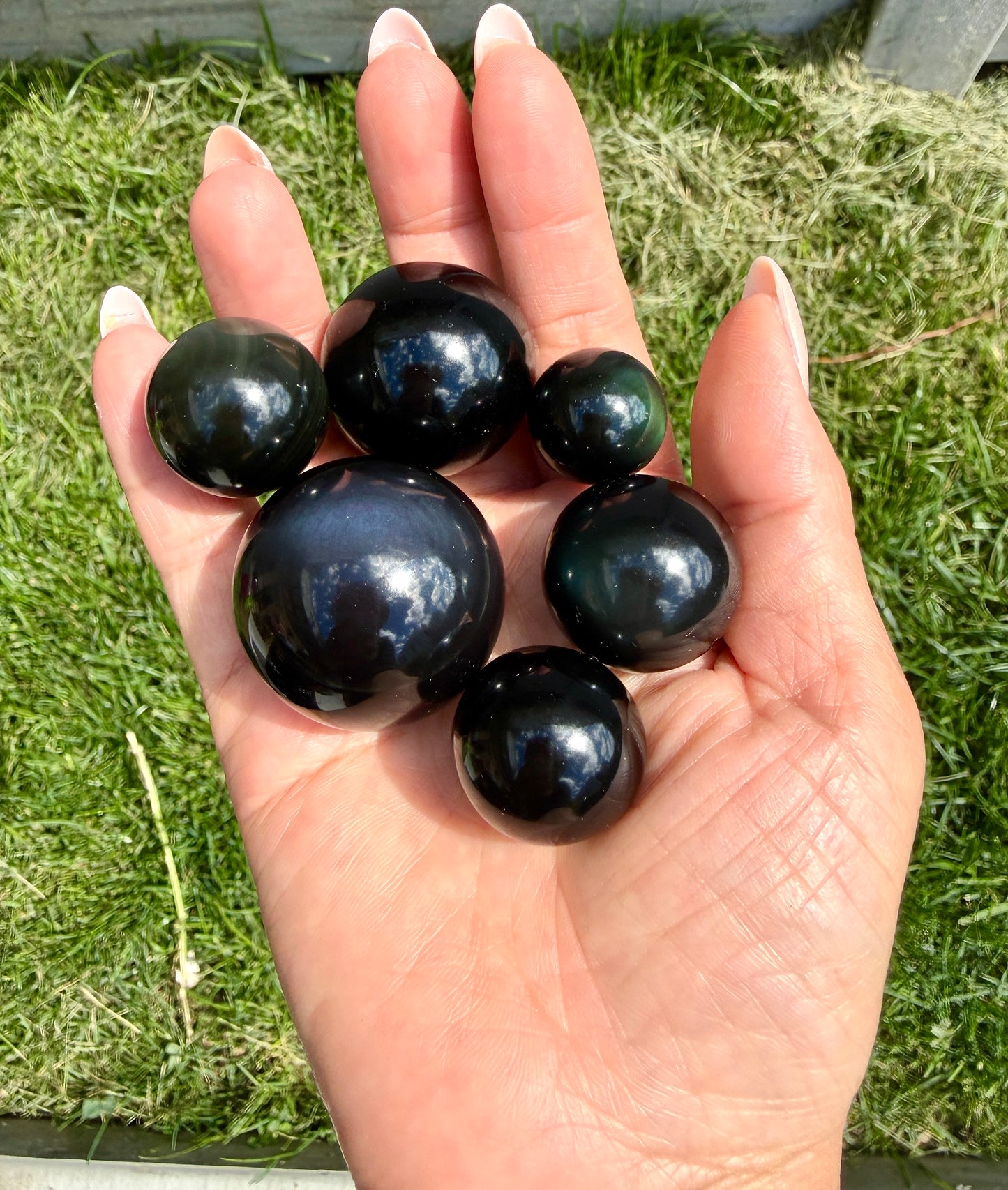 Wholesale Lot 1 Lb Natural Rainbow Obsidian Sphere Crystal Ball Energy Healing