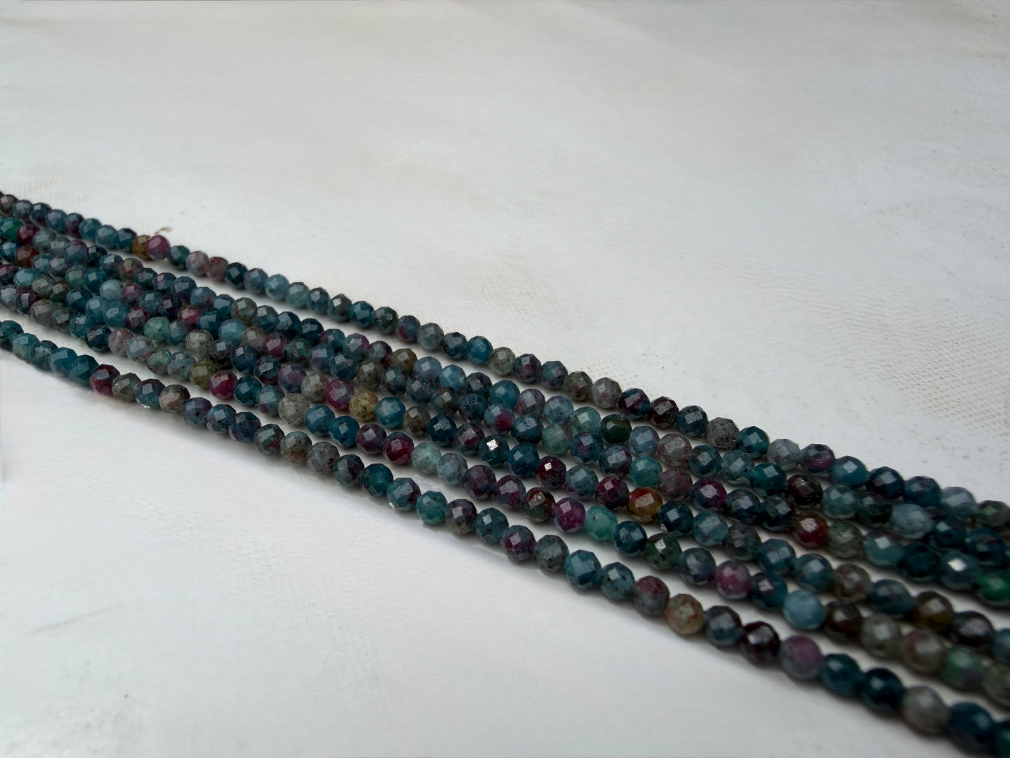 6 PCs 2mm Faceted Natural Ruby & Sapphire Necklaces