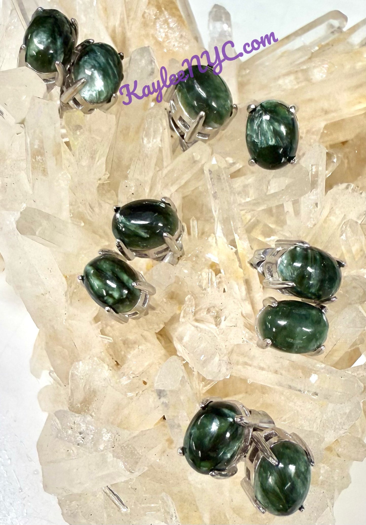 Wholesale Lot 5 Pairs Natural Seraphinite Sterling Silver(925) Earring Studs 6x8mm