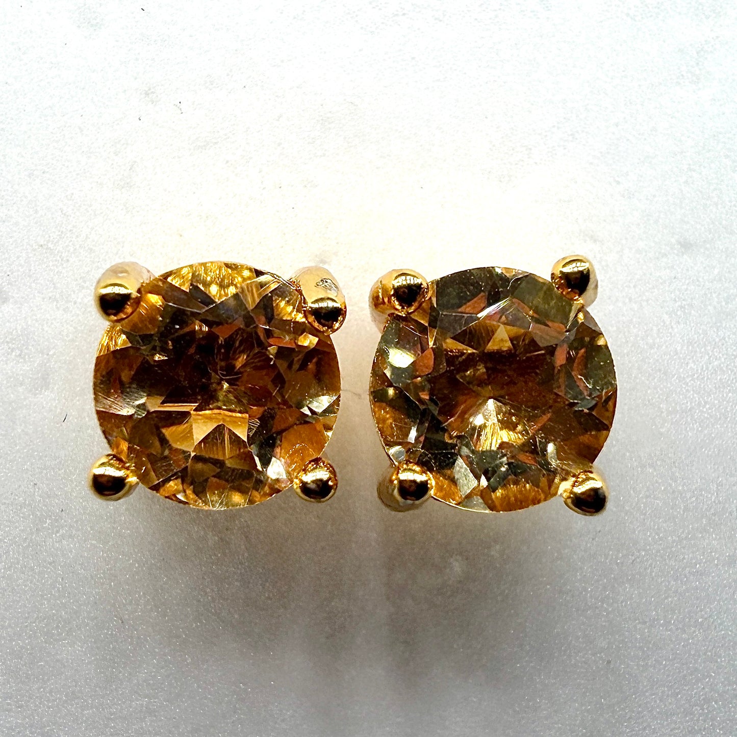 Wholesale Lot 5 Pairs Citrine Sterling Silver(925) Earring Studs 6mm