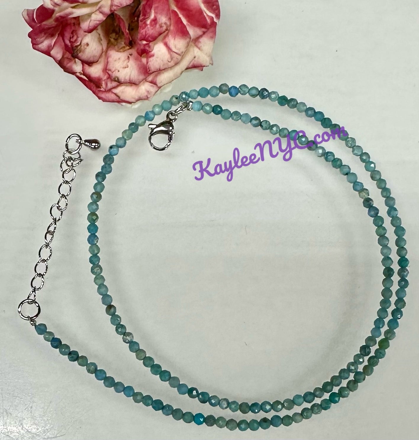 6 PCs 2mm Natural Blue Opal Necklaces