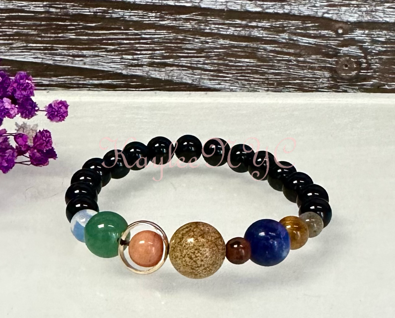Wholesale 6 Pcs Solar System Crystal Healing Stretch Bracelet 7.5”