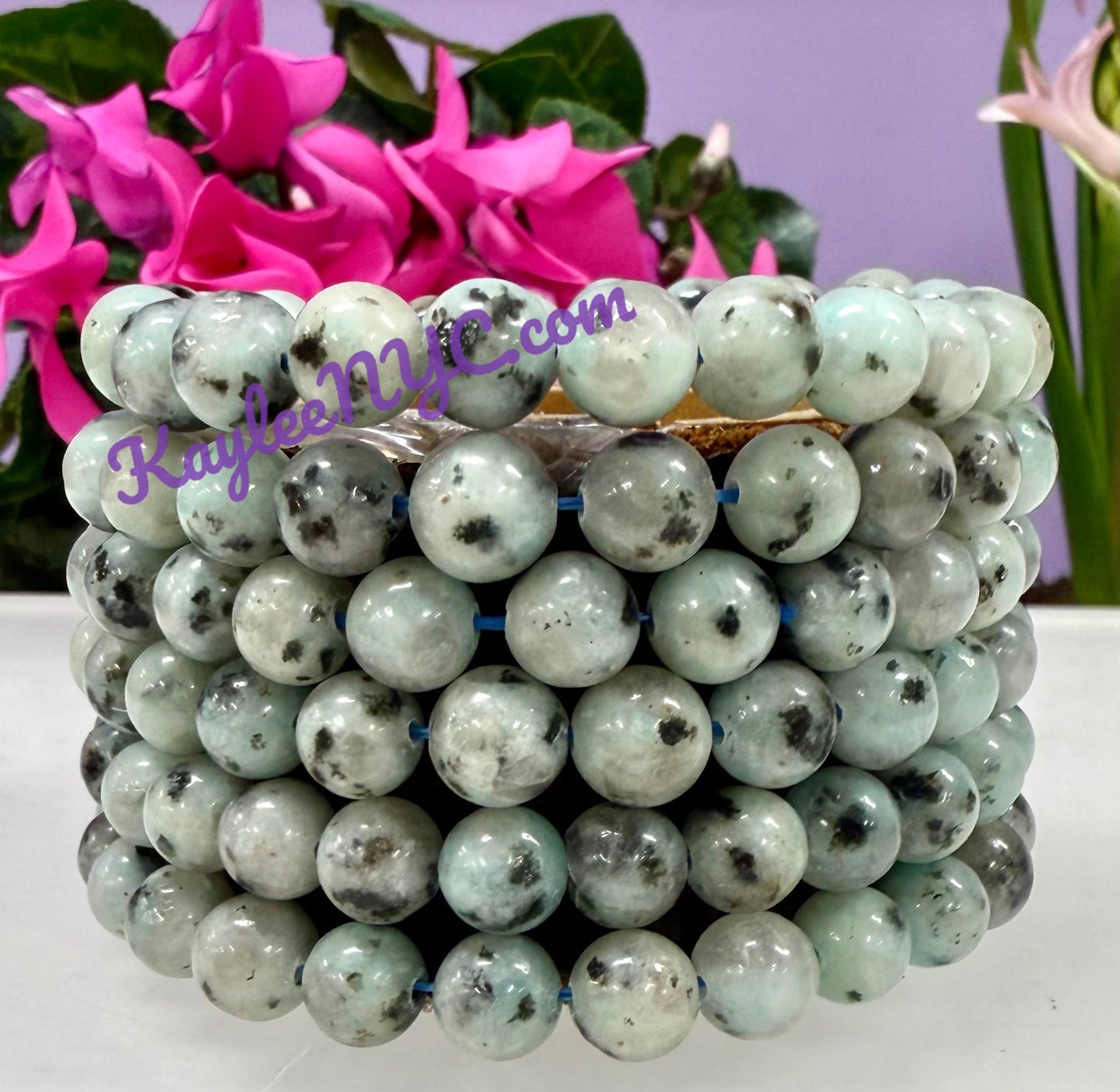 Wholesale 6 Pcs Natural Kiwi Jasper 8mm 7.5” Crystal Healing Stretch Bracelet