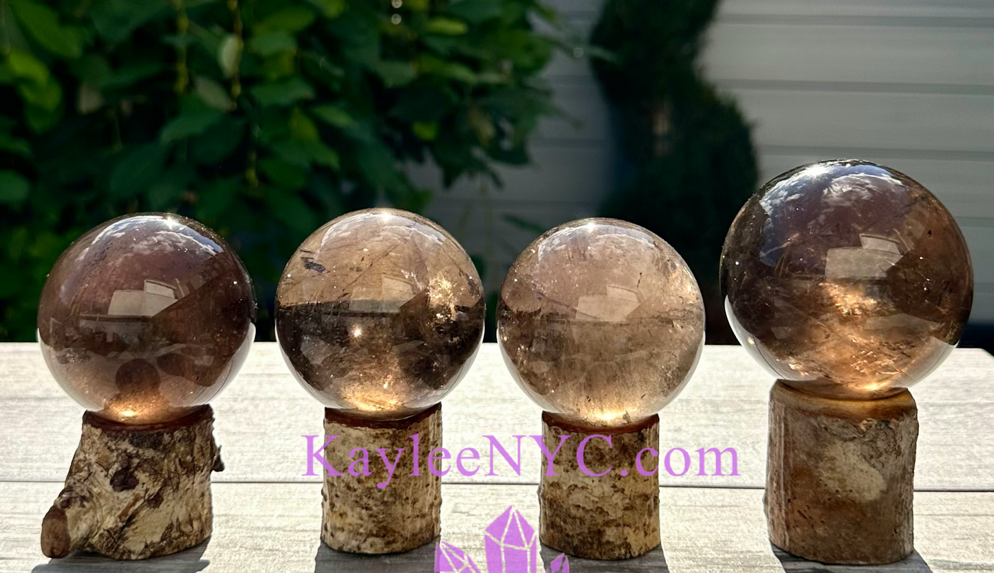 3-4 PCs Natural Smoky Quartz Sphere Crystals Healing Energy