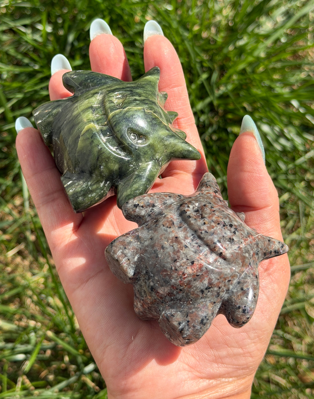 Wholesale Lot 6 PCs Natural Nephrite Jade & Yooperlite Cartoon Monster Ghost Jangar Crystal Healing Energy