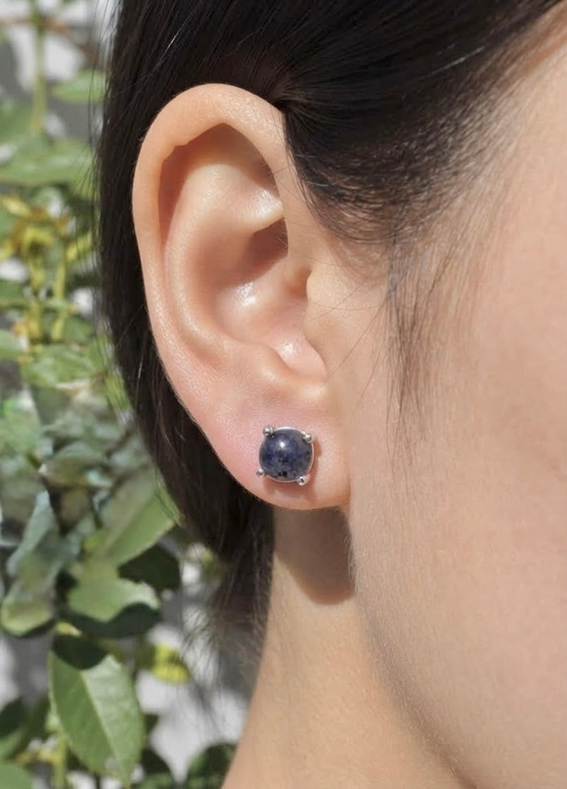 Wholesale Lot 5 Pairs Natural Iolite Earring Studs 6mm round Crystal Healing Energy
