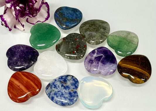 Wholesale Lot 12 Pcs 30mm Mixed Crystal Hearts Healing Energy