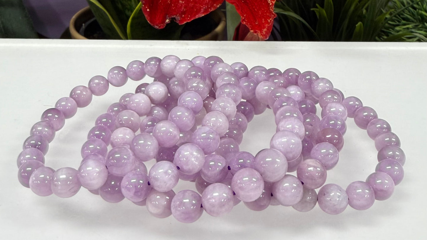 Wholesale 6 Pcs Natural Kunzite 8.4-9mm 7.5” Crystal Bracelet Healing Energy