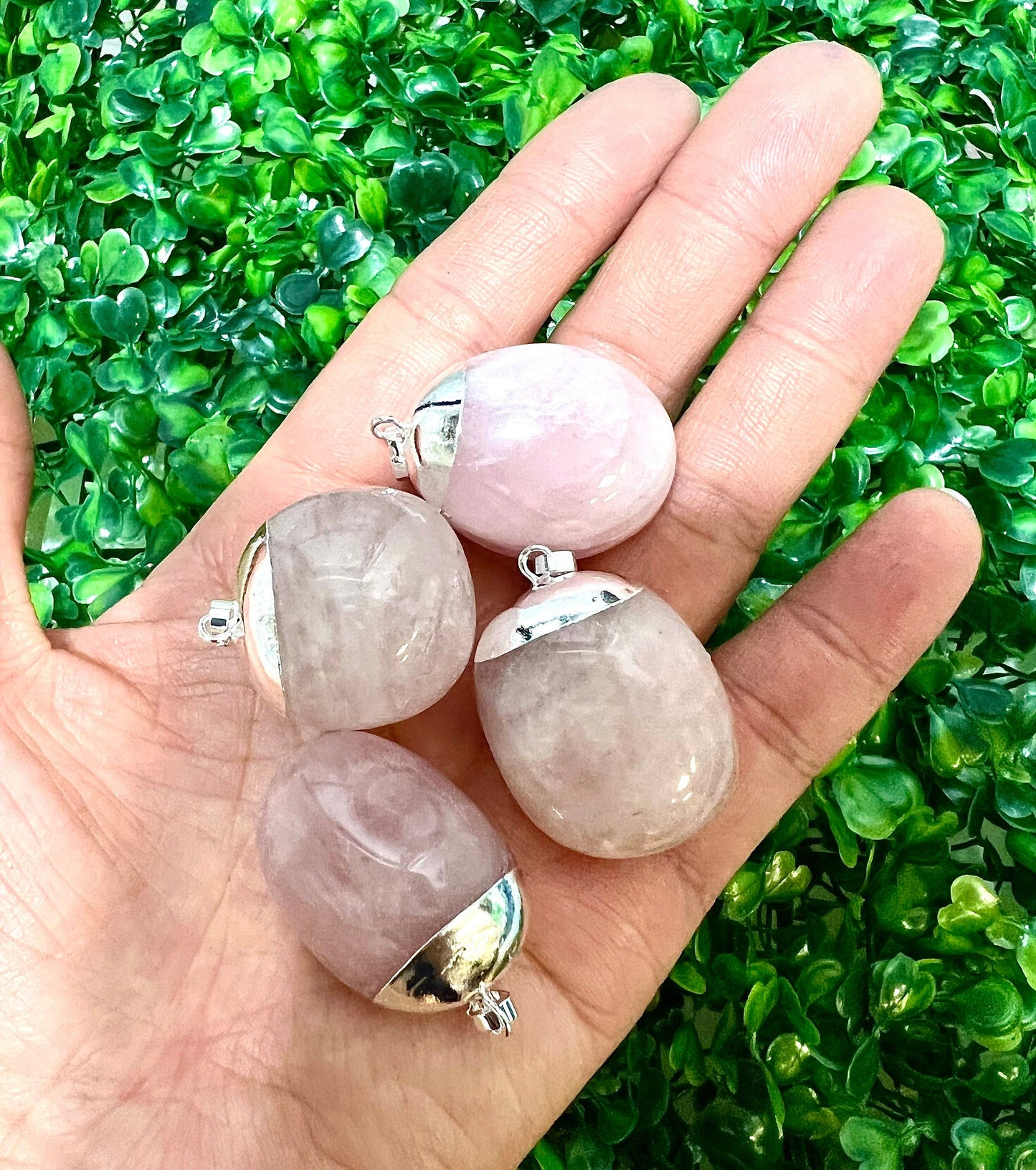 Wholesale Lot 6 Pcs Natural Rose Quartz Pendant Crystal Healing Energy