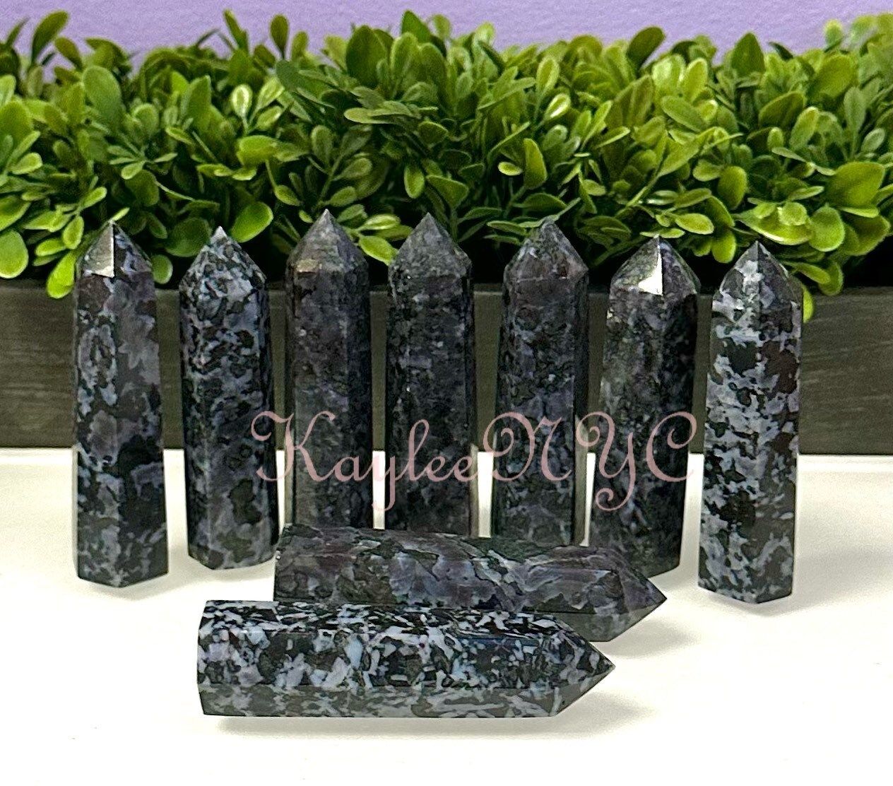 Wholesale Lot 2 Lb Natural Indigo Gabbro Aka Merlinite Obelisk Tower