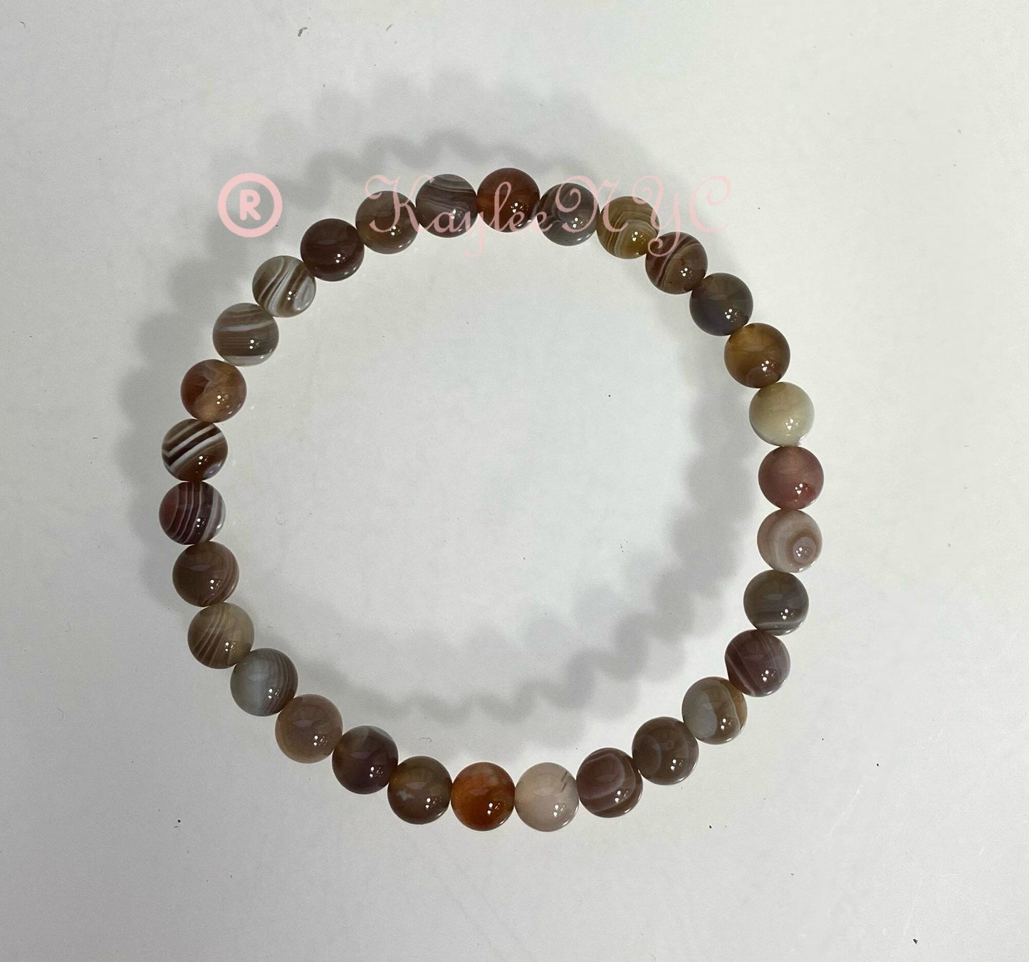 Wholesale 6 Pcs Natural Botswana Agate 6mm 7.5” Stretch Bracelet Crystal Healing Energy