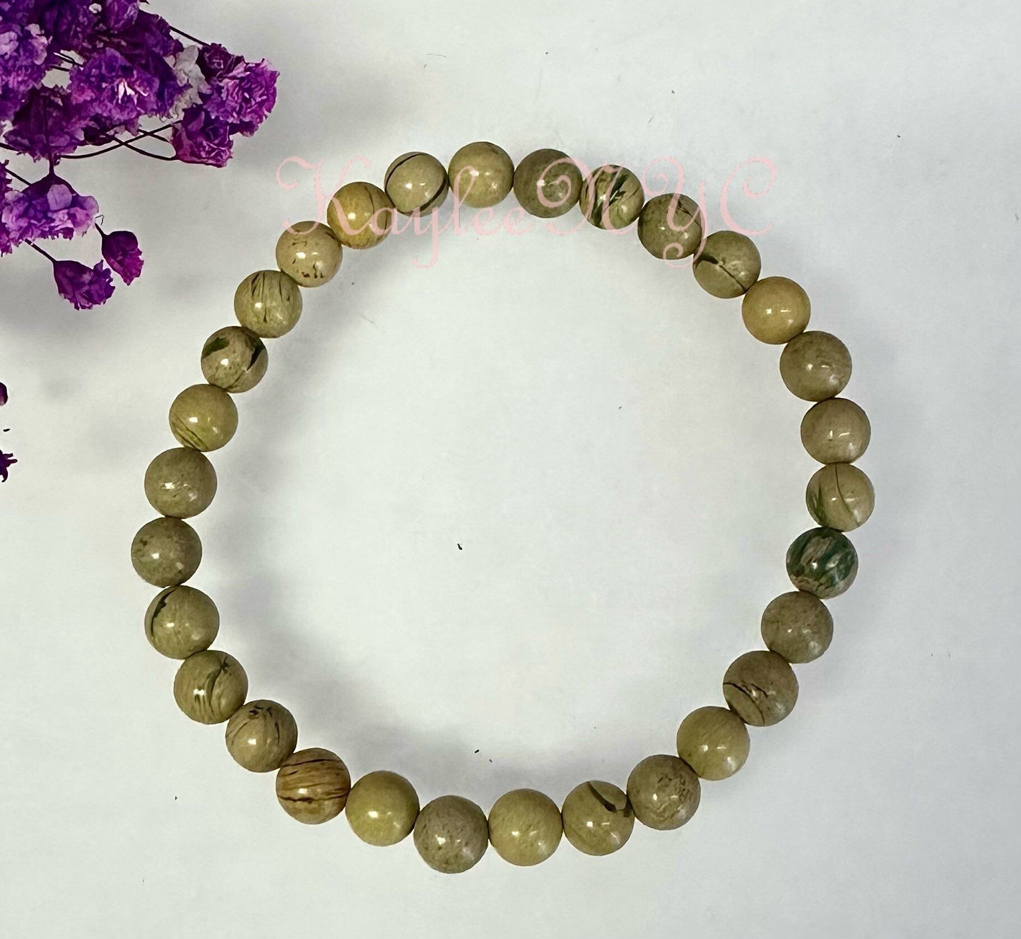 Wholesale 6 Pcs Natural Yellow Unakite Jasper Aka Chrysoprase 6mm 7.5” Crystal Healing Stretch Bracelet