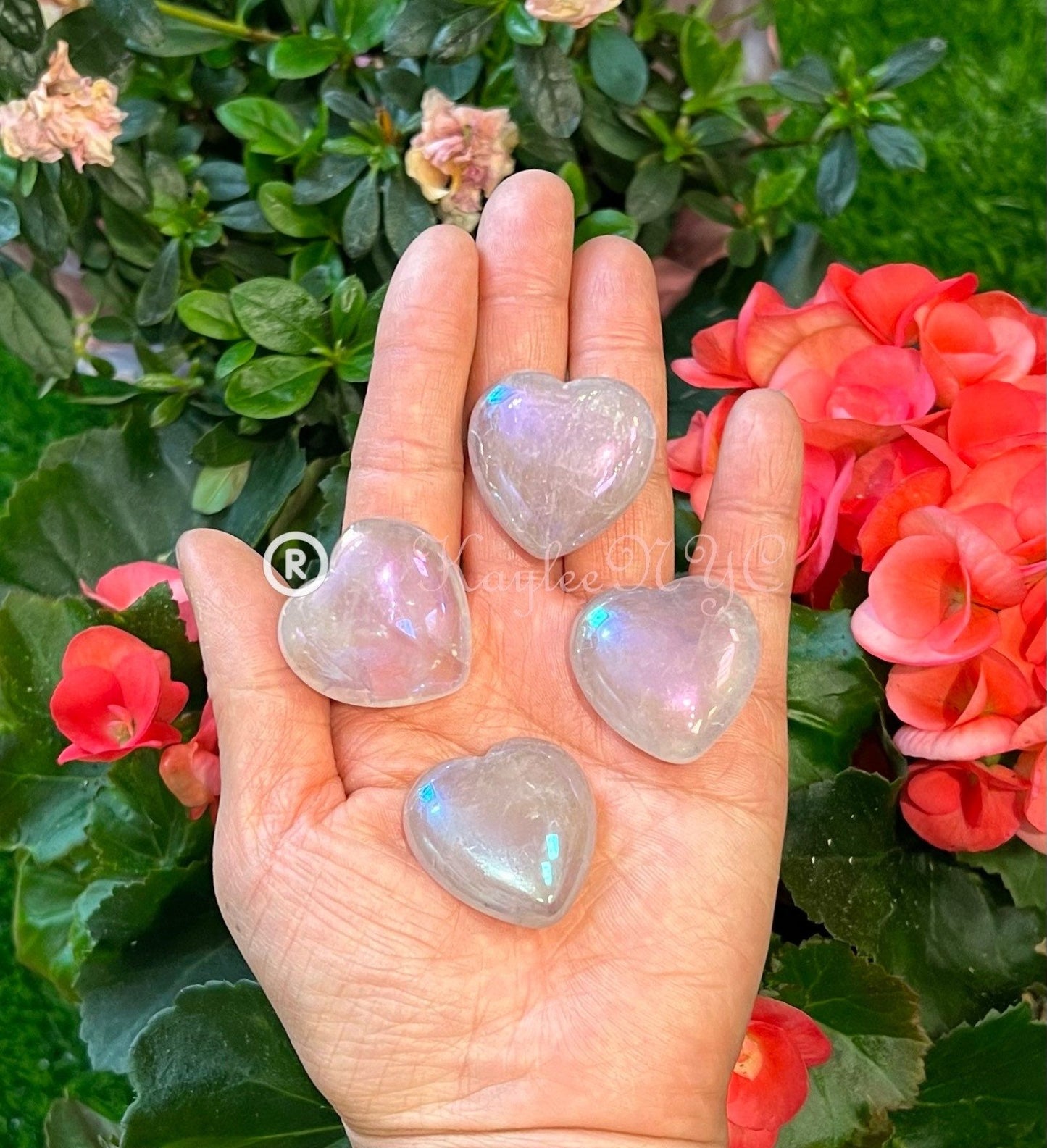 Wholesale Lot 12 Pcs 3cm Angel Aura Rose Quartz Heart Crystal Healing Energy