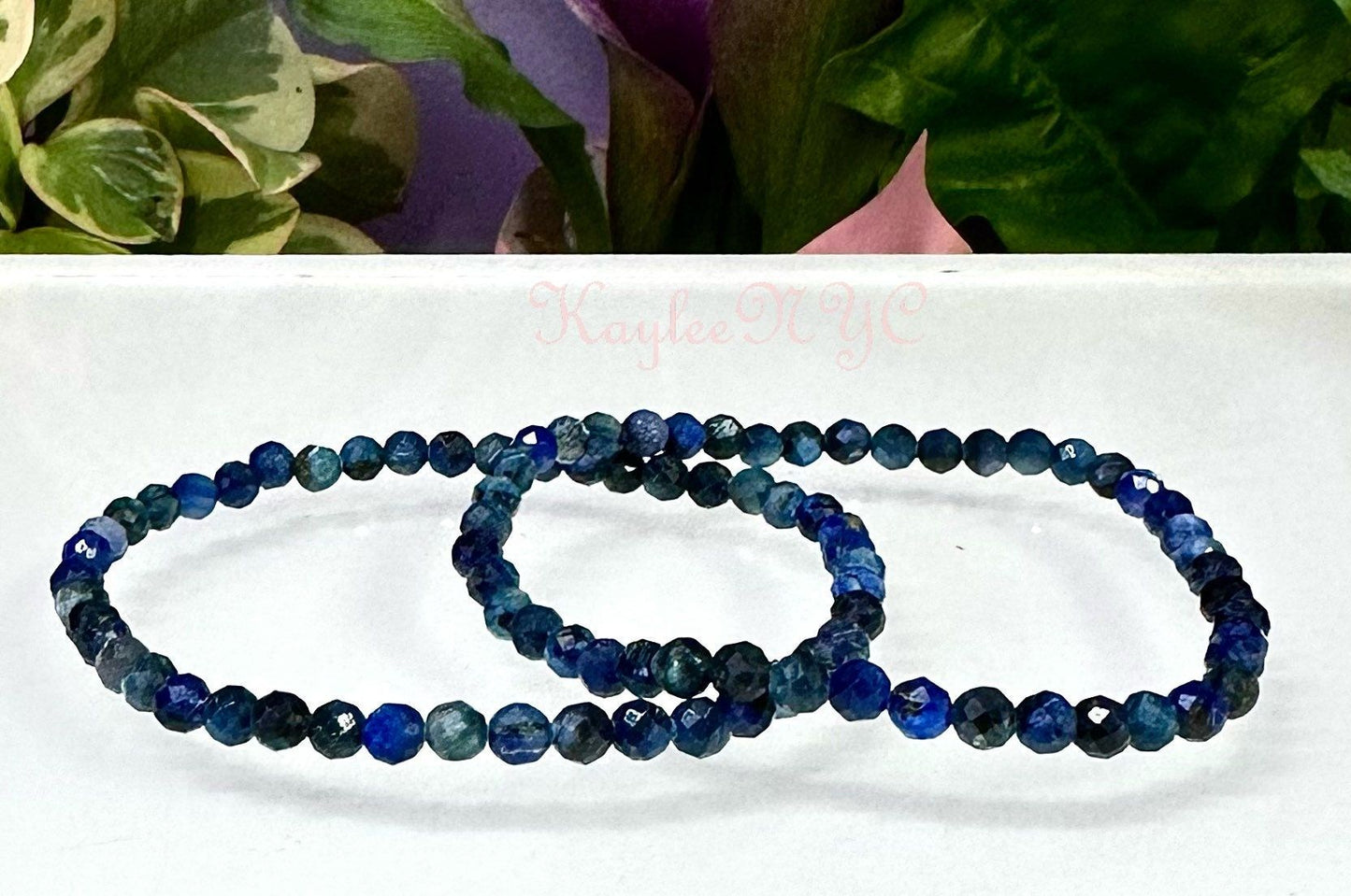 Wholesale Lot 6 Pcs Natural Blue Kyanite 4mm Faceted 7.5” Crystal Healing Stretch Bracelet