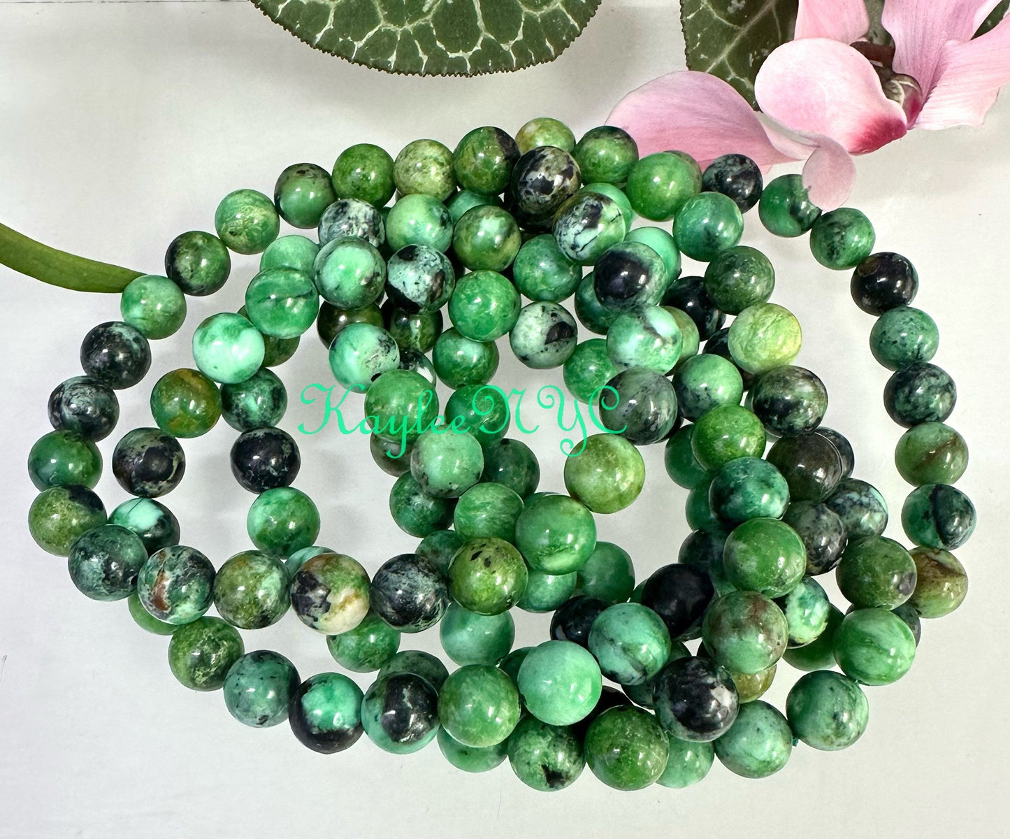 Wholesale Lot 6 Pcs Natural Variscite 8mm 7.5” Crystal Healing Stretch Bracelet