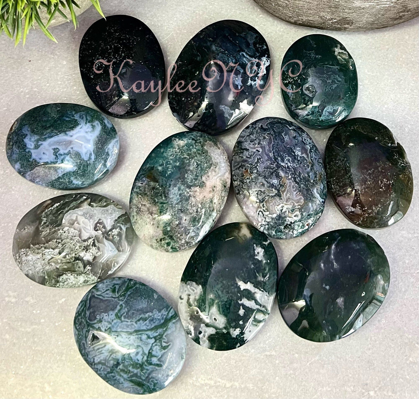 Wholesale Lot 2 Lbs Natural Moss Agate Palm Stone Crystal Healing Energy