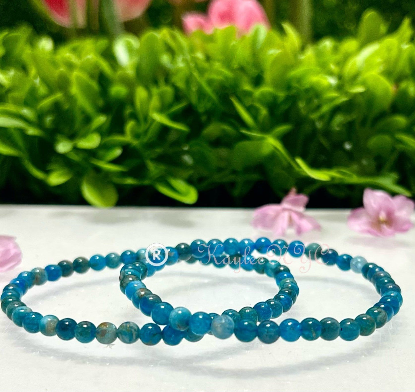 Wholesale Lot 6 Pcs Natural Apatite 4mm 7.5” Crystal Healing Stretch Bracelet