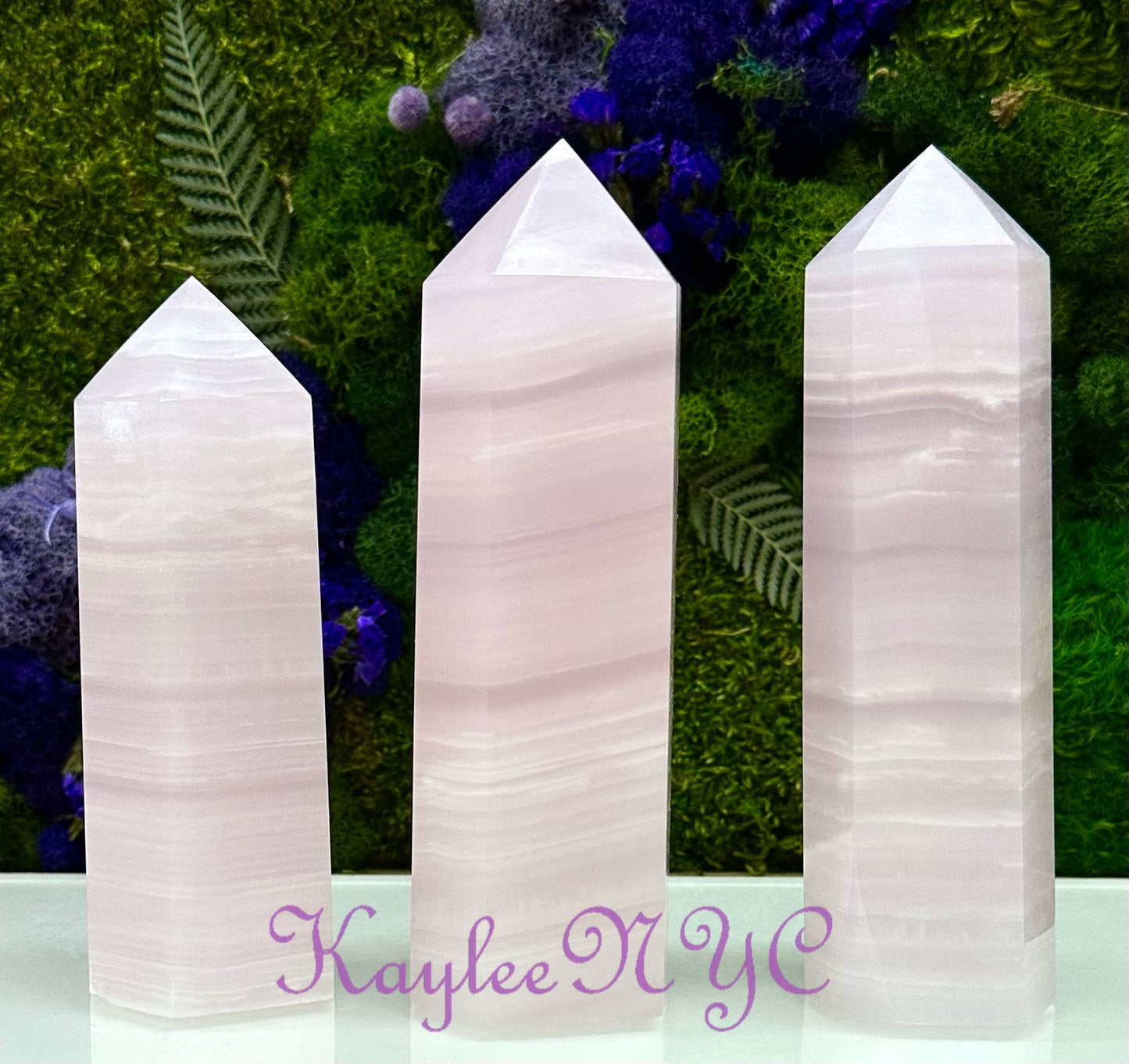 Wholesale Lot 3-4 pcs Natural Mangano Calcite Crystal Obelisk Tower Point Healing Energy